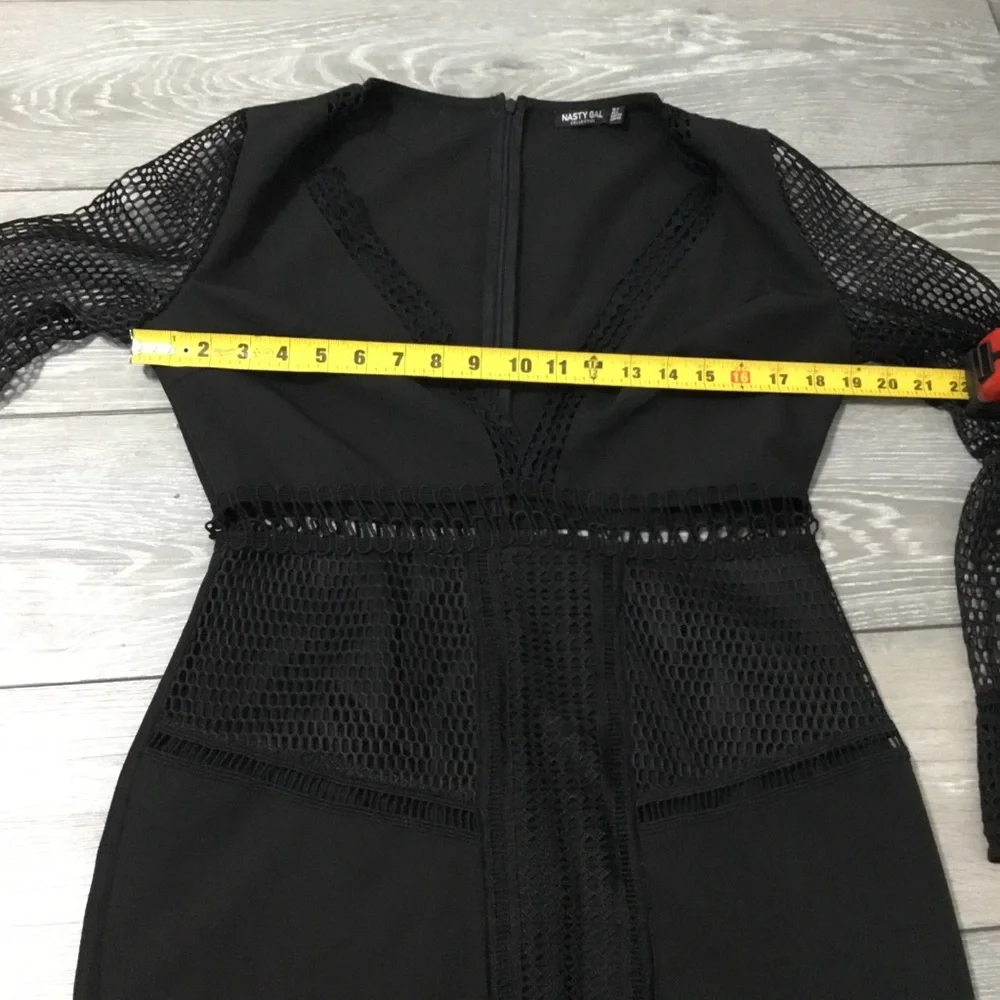 NASTY GAL Lets Net To It Mesh Fishnet Detail Mini Dress size US10 - Picture 8 of 12